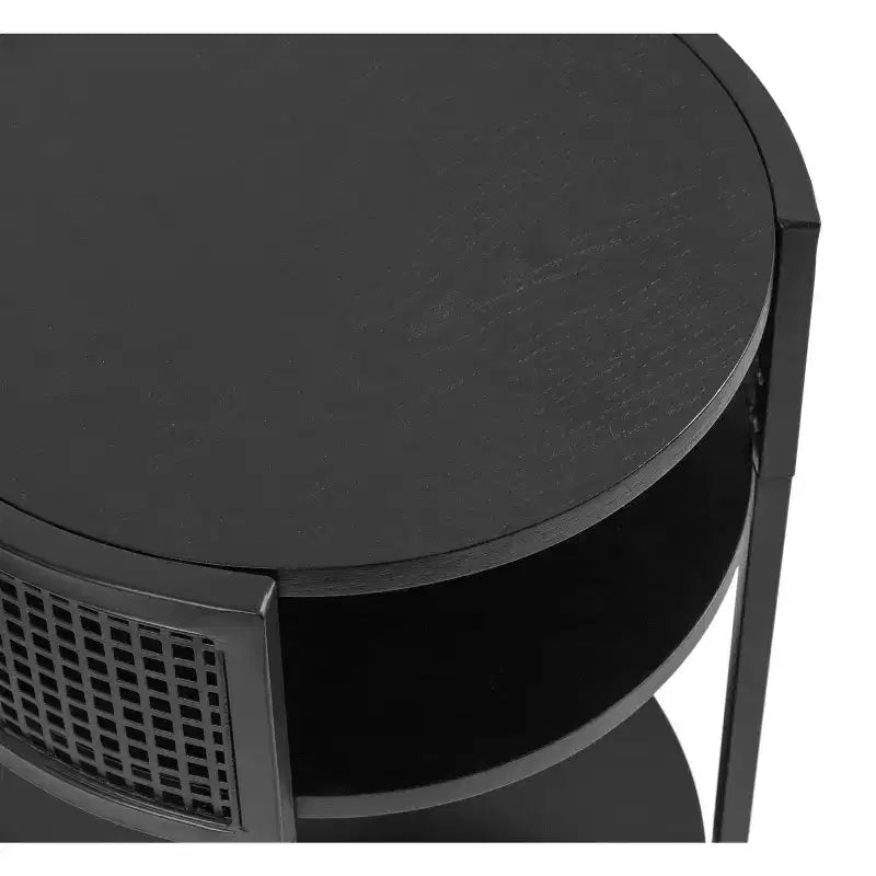 Table d'appoint ronde Urso en bois et métal, 16x15x25, noire, par Kate and Laurel
