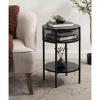 Table d'appoint ronde Urso en bois et métal, 16x15x25, noire, par Kate and Laurel