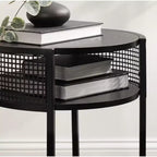 Table d'appoint ronde Urso en bois et métal, 16x15x25, noire, par Kate and Laurel