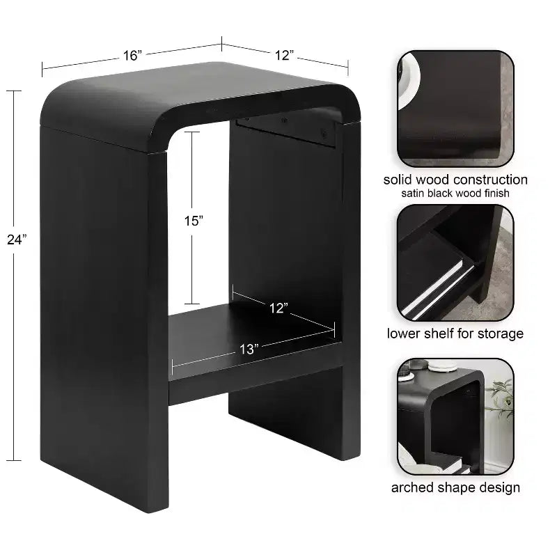 Table d'appoint Kate and Laurel Reddy Radius Arch, 16x12x24, noire