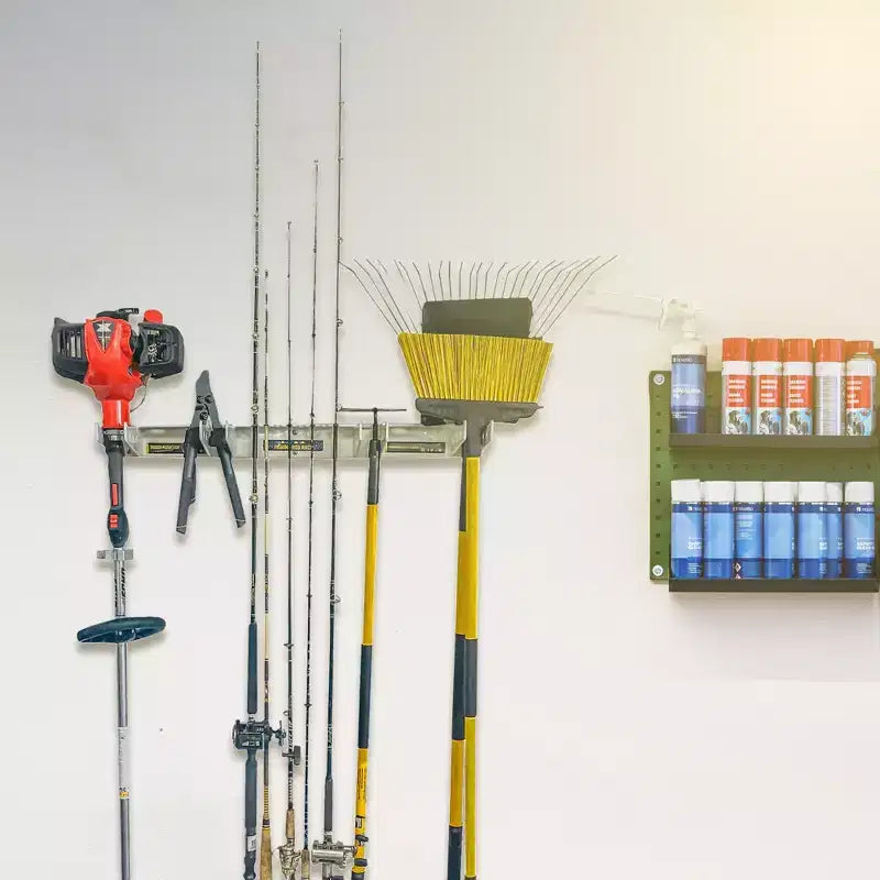 Organisateur de garage Piranha Green Touch pour outils à main, cannes à pêche et coupe-bordures