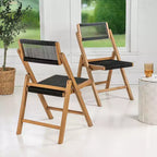 Chaise pliante JONATHAN Y Olivier en bois moderne style côtier avec dossier réglable et corde