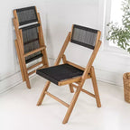 Chaise pliante JONATHAN Y Olivier en bois moderne style côtier avec dossier réglable et corde