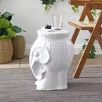 JONATHAN Y Orla 18,5" Tabouret de jardin/table d'appoint en céramique éléphant bohème moderne