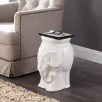 JONATHAN Y Orla 18,5" Tabouret de jardin/table d'appoint en céramique éléphant bohème moderne