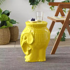 JONATHAN Y Orla 18,5" Tabouret de jardin/table d'appoint en céramique éléphant bohème moderne