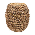 JONATHAN Y Sage 20.25 Rustic Bohemian Barrel-Style Abaca/Iron Handwoven Stool/End Table
