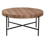 Table basse Baxton Studio Umar en bois avec finition noyer et métal noir, style industriel moderne