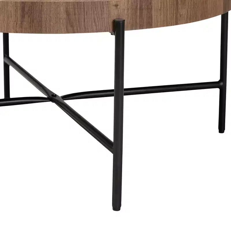 Table basse Baxton Studio Umar en bois avec finition noyer et métal noir, style industriel moderne