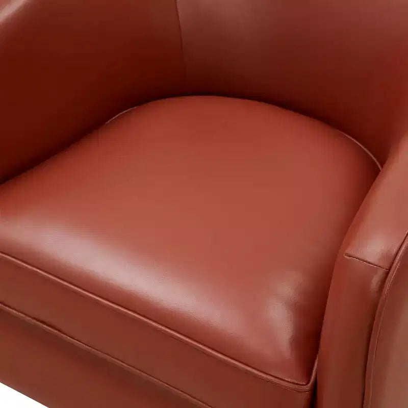 Fauteuil pivotant Comfort Pointe Taos en cuir pleine fleur avec piètement en bois