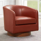 Fauteuil pivotant Comfort Pointe Taos en cuir pleine fleur avec piètement en bois