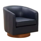 Fauteuil pivotant Comfort Pointe Taos en cuir pleine fleur avec piètement en bois