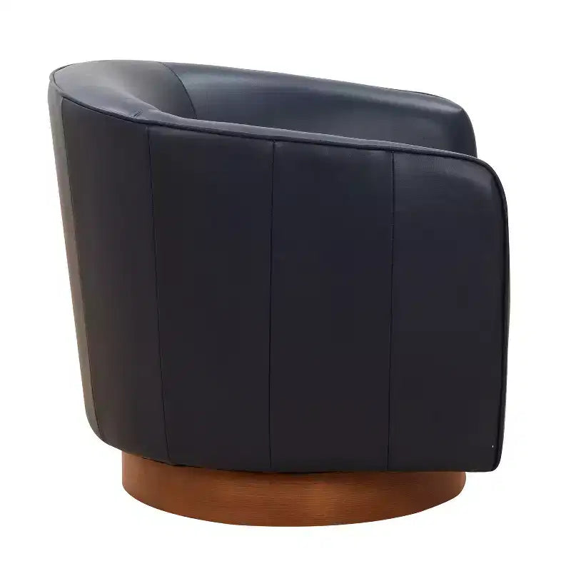 Fauteuil pivotant Comfort Pointe Taos en cuir pleine fleur avec piètement en bois