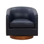 Fauteuil pivotant Comfort Pointe Taos en cuir pleine fleur avec piètement en bois
