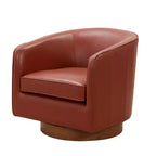 Fauteuil pivotant Comfort Pointe Taos en cuir pleine fleur avec piètement en bois