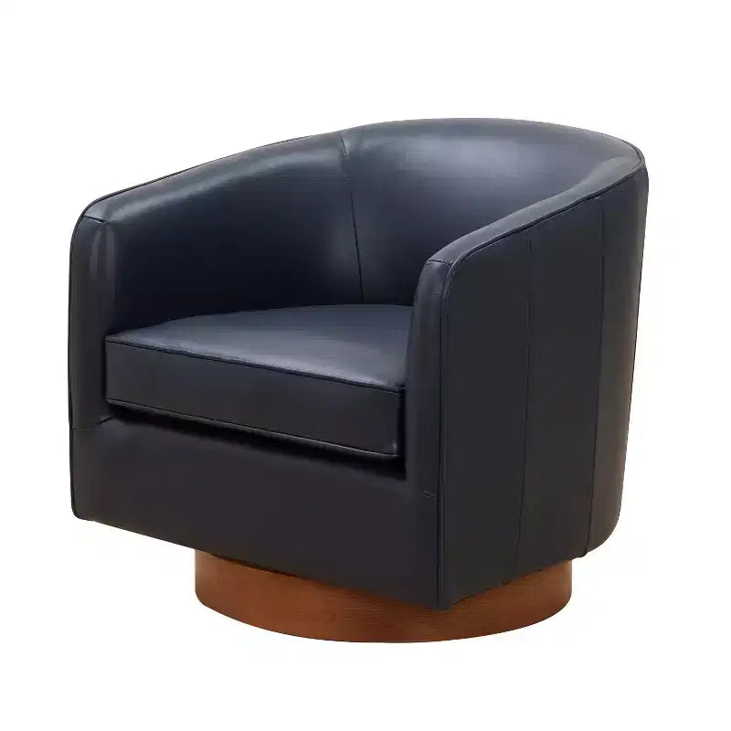 Fauteuil pivotant Comfort Pointe Taos en cuir pleine fleur avec piètement en bois