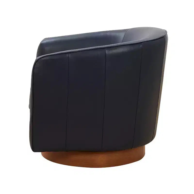 Fauteuil pivotant Comfort Pointe Taos en cuir pleine fleur avec piètement en bois