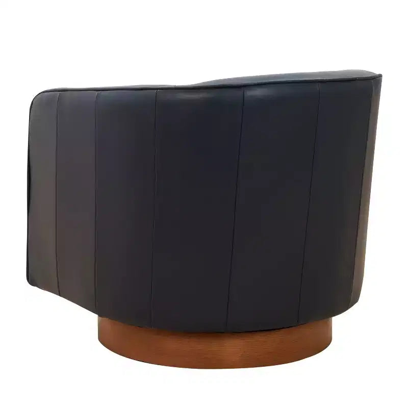 Fauteuil pivotant Comfort Pointe Taos en cuir pleine fleur avec piètement en bois