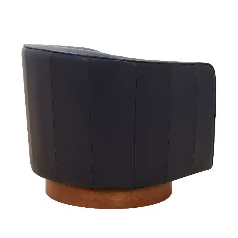 Fauteuil pivotant Comfort Pointe Taos en cuir pleine fleur avec piètement en bois