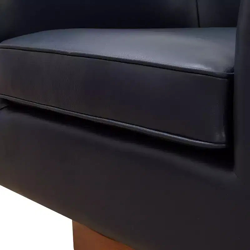 Fauteuil pivotant Comfort Pointe Taos en cuir pleine fleur avec piètement en bois
