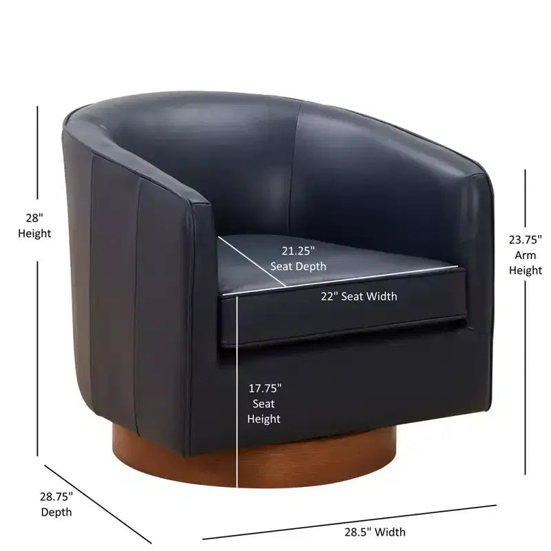 Fauteuil pivotant Comfort Pointe Taos en cuir pleine fleur avec piètement en bois