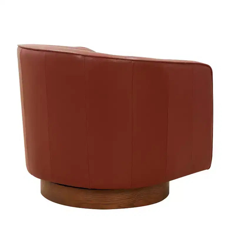 Fauteuil pivotant Comfort Pointe Taos en cuir pleine fleur avec piètement en bois