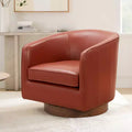 Comfort Pointe Taos Top Grain Leather Wood Base Swivel Accent Chair
