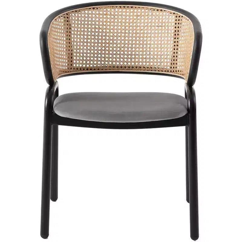 Chaise de salle à manger moderne Ervilla avec cadre noir par LeisureMod, design durable, assise confortable, parfaite pour la cuisine, la salle à manger, le bureau ou le salon