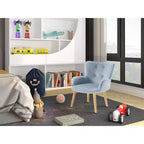 Fauteuil d'appoint rembourré pour enfants Ren Home Astrid avec pieds en pin, velours bleu glacier