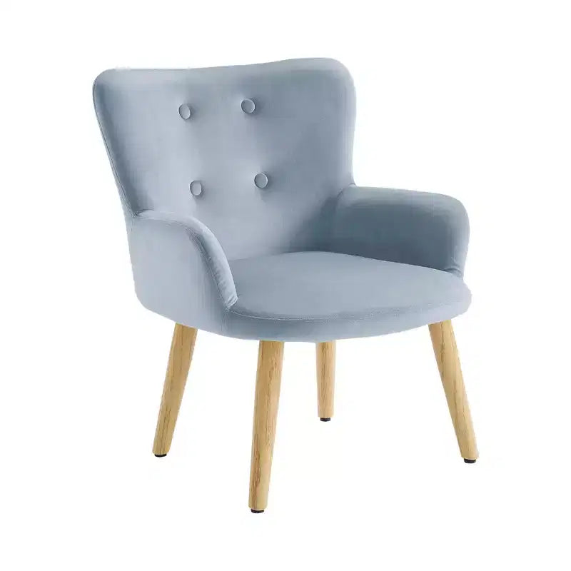 Fauteuil d'appoint rembourré pour enfants Ren Home Astrid avec pieds en pin, velours bleu glacier