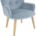 Fauteuil d'appoint rembourré pour enfants Ren Home Astrid avec pieds en pin, velours bleu glacier