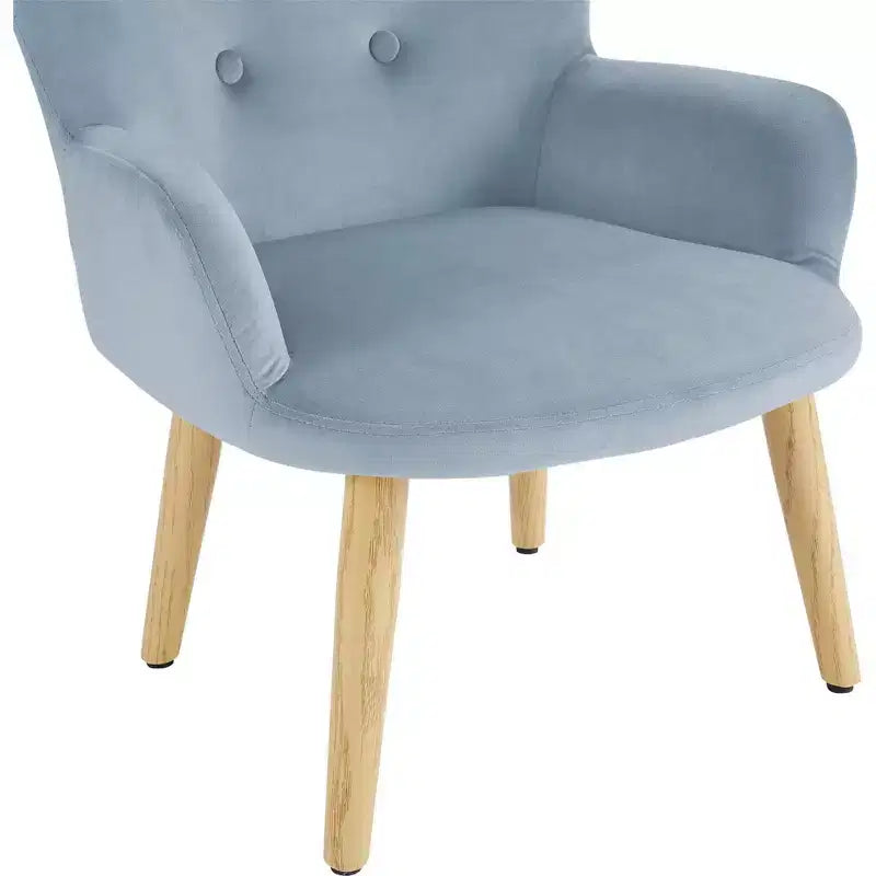 Fauteuil d'appoint rembourré pour enfants Ren Home Astrid avec pieds en pin, velours bleu glacier