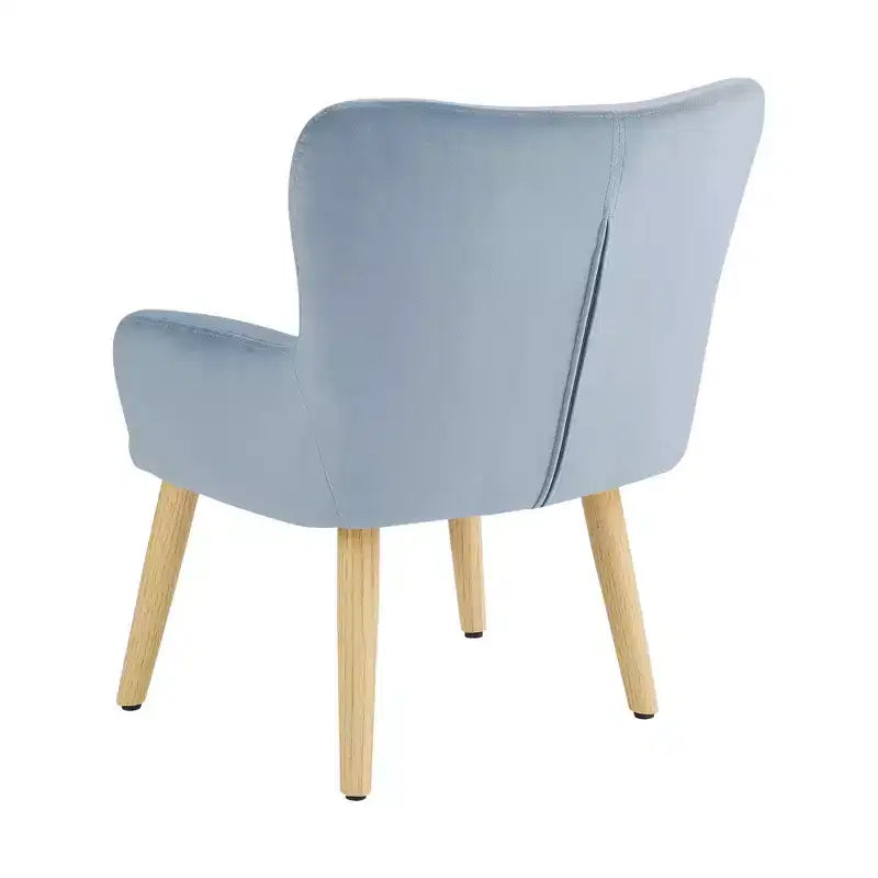 Fauteuil d'appoint rembourré pour enfants Ren Home Astrid avec pieds en pin, velours bleu glacier