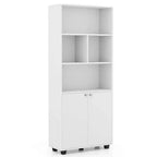 Costway Étagère sur Pied à 5 Niveaux de 168 cm, Meuble de Rangement à 2 Portes, Présentoir de Bibliothèque pour Maison