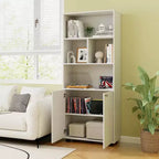 Costway Étagère sur Pied à 5 Niveaux de 168 cm, Meuble de Rangement à 2 Portes, Présentoir de Bibliothèque pour Maison