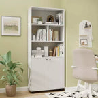 Costway Étagère sur Pied à 5 Niveaux de 168 cm, Meuble de Rangement à 2 Portes, Présentoir de Bibliothèque pour Maison