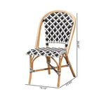 bali & pari Ambre Moderne Tressage Noir et Blanc Français Rotin Naturel Ensemble de 2 Chaises Bistro