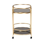 Baxton Studio Leighton Chariot de Bar Contemporain Glam et Luxe à 2 Niveaux en Métal Doré et Verre Trempé
