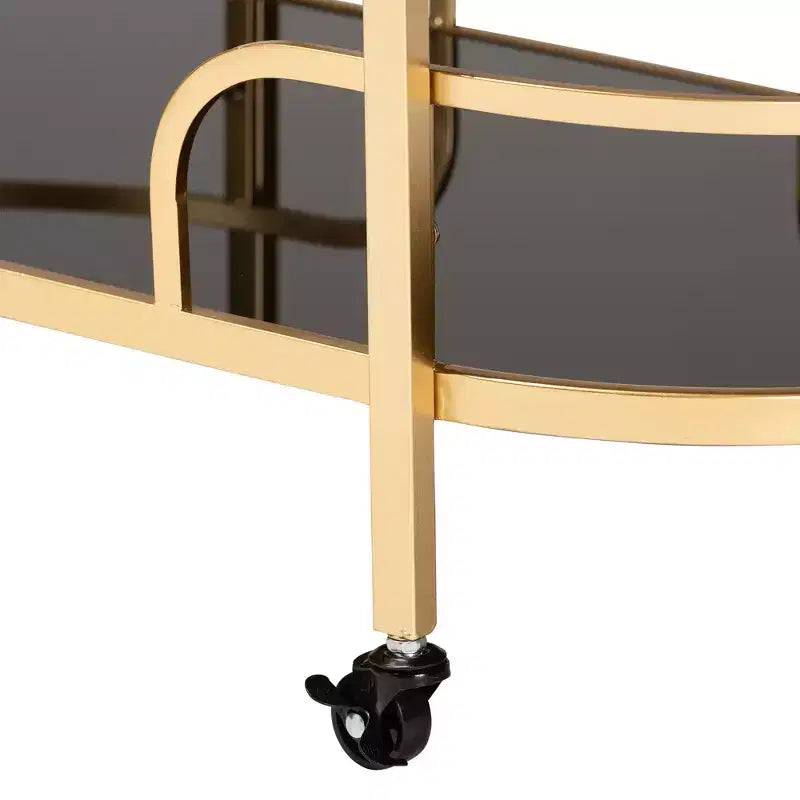 Baxton Studio Leighton Chariot de Bar Contemporain Glam et Luxe à 2 Niveaux en Métal Doré et Verre Trempé