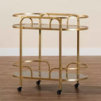 Baxton Studio Leighton Chariot de Bar Contemporain Glam et Luxe à 2 Niveaux en Métal Doré et Verre Trempé