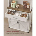 VASAGLE Meuble de rangement de cuisine de 180 cm avec lumières et station de charge, Armoire de cuisine style ferme