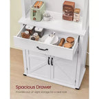 VASAGLE Meuble de rangement de cuisine de 180 cm avec lumières et station de charge, Armoire de cuisine style ferme