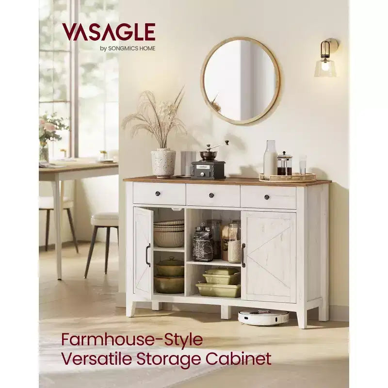 Meuble de Rangement Buffet de Ferme VASAGLE avec Casier à Vin Amovible, Meuble de Rangement avec Étagères Réglables