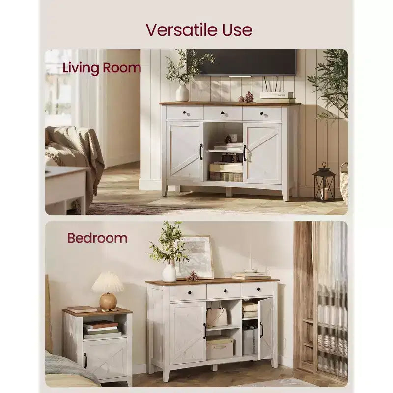 Meuble de Rangement Buffet de Ferme VASAGLE avec Casier à Vin Amovible, Meuble de Rangement avec Étagères Réglables