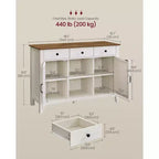 Meuble de Rangement Buffet de Ferme VASAGLE avec Casier à Vin Amovible, Meuble de Rangement avec Étagères Réglables