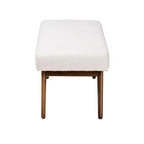 Banc Baxton Studio Rika en tissu bouclé crème et bois finition noyer marron style Japandi