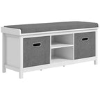 Banc à chaussures HOMCOM avec coussin, banc de rangement d'entrée avec siège rembourré, 2 tiroirs et étagère réglable pour couloir, salon, chambre, blanc