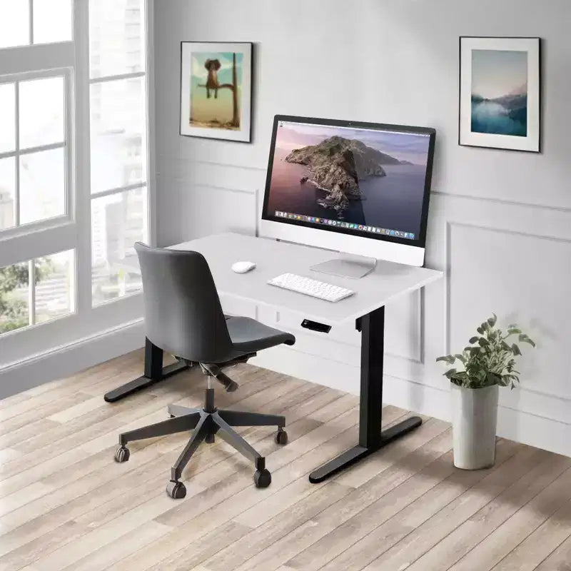 Mount-It! Bureau électrique assis-debout avec plateau de 48, blanc et noir