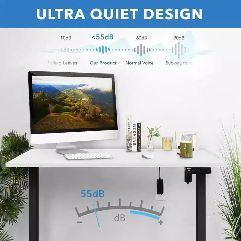 Mount-It! Bureau électrique assis-debout avec plateau de 48, blanc et noir