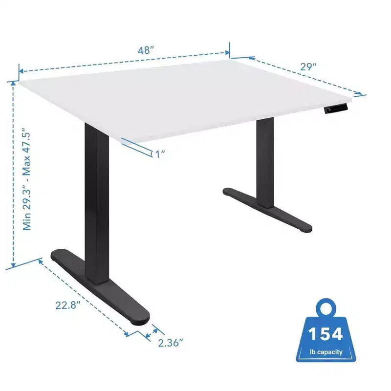 Mount-It! Bureau électrique assis-debout avec plateau de 48, blanc et noir